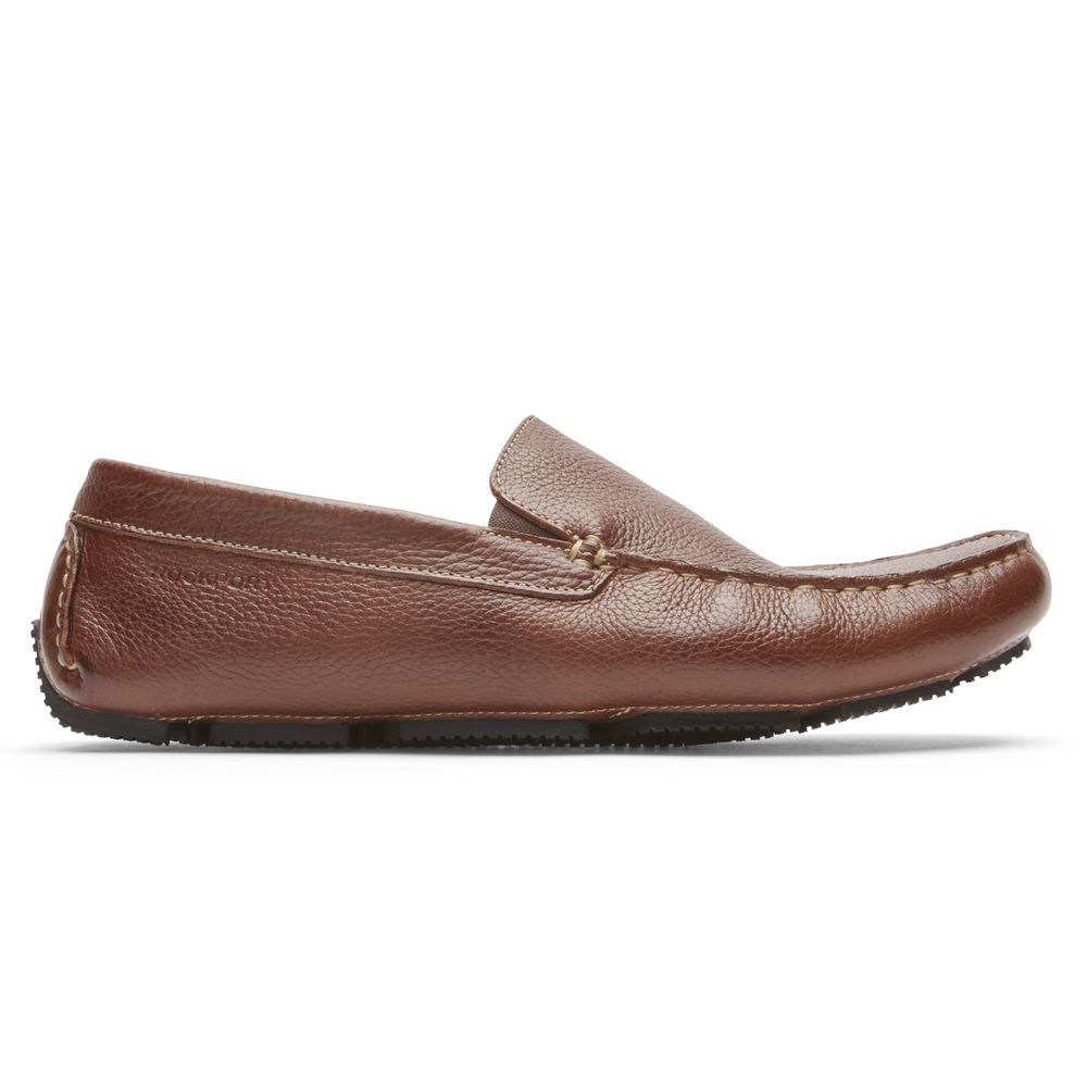 Rockport Men's Rhyder Slipper Slip-Ons - Brown - USA (2318SYNRH)